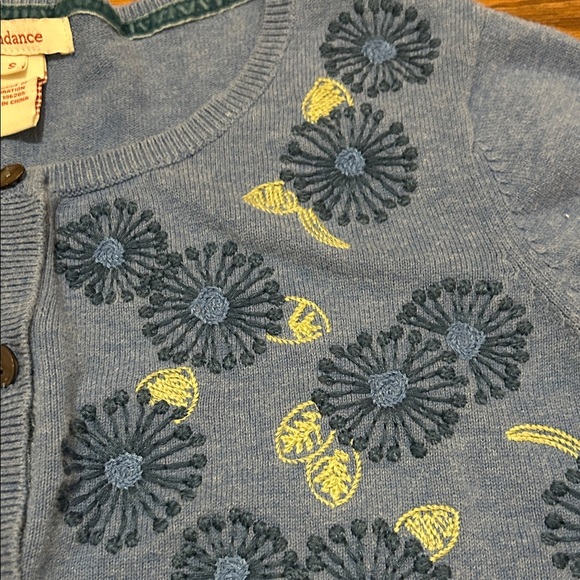 Sundance Pinwheel Cardigan Women’s Small Blue Floral Embroidered - Picture 3 of 11